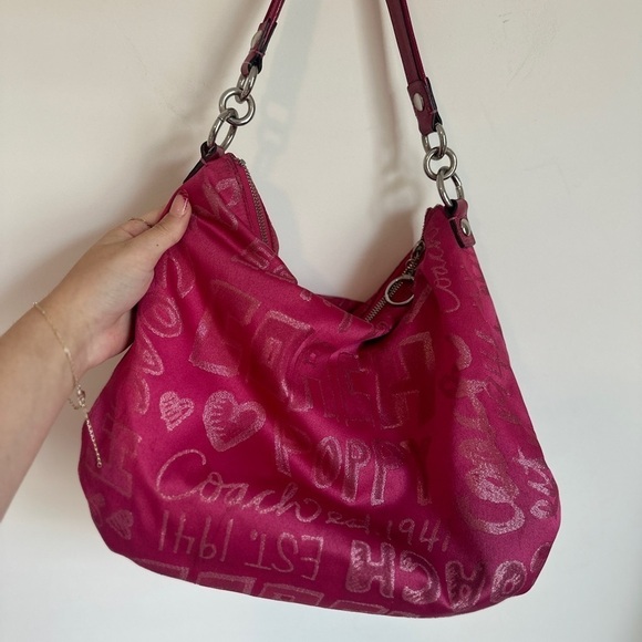 Glam Hot Pink Coach x Poppy Tote Purse - Picture 5 of 7